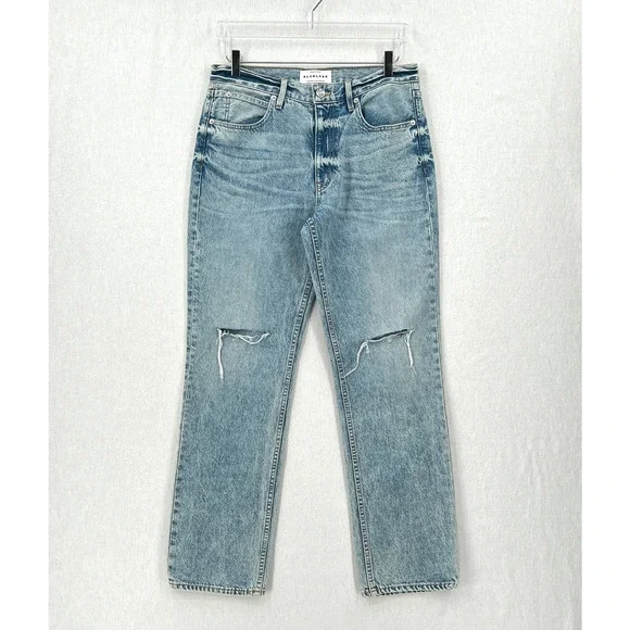 SLVRLAKE Tyler Straight Jeans Womens 30 Blue Distressed Lonely Heart Wash NWOT